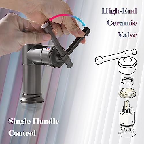 Black Stainless Kitchen Sink Faucet With Pull Down Sprayer, Dayone Single Handle 1 Hole High Arc Flow 360° Swivel Kitchen Faucets With Soap Dispenser, Aps136Bs #TOP6