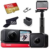 Insta360 ONE R Twin Edition - Super 5.7K Dual-Lens 360 Camera + 4K Wide Angle 60FPS with Invisible Selfie Stick and 128GB Memory Card Bundle (3 Items)