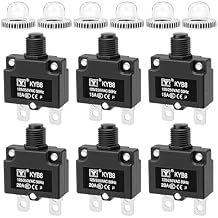 15Amp 20Amp Circuit Breakers Push Button Manual Reset, Crazepony Overload Protector Switch Thermal Circuit Breakers with Quick Connect Terminals and Waterproof Button Caps - 6PCS