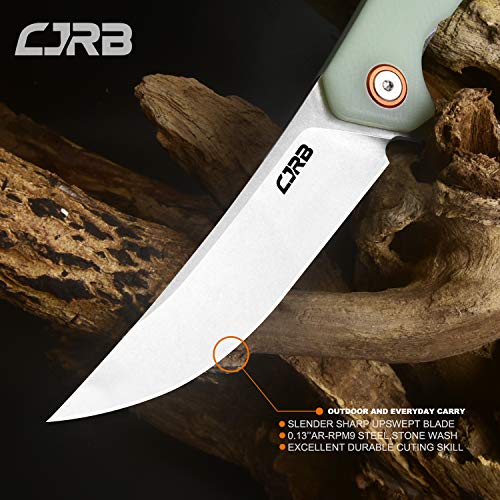 Image of CJRB Gobi Folding Pocket Knife with 3.5'' AR-RPM9 Steel Blade, Tactical Knife with G10 Handle for EDC Outdoor Survival Camping Hunting (J1906 Natural Green)