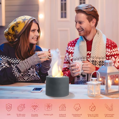 Table Top Fire Pit Bowl - Tabletop Rubbing Alcohol Fireplace Indoor Outdoor Decor Mini Fire Pit Long Time Burning and Smokeless White Elephant Gift