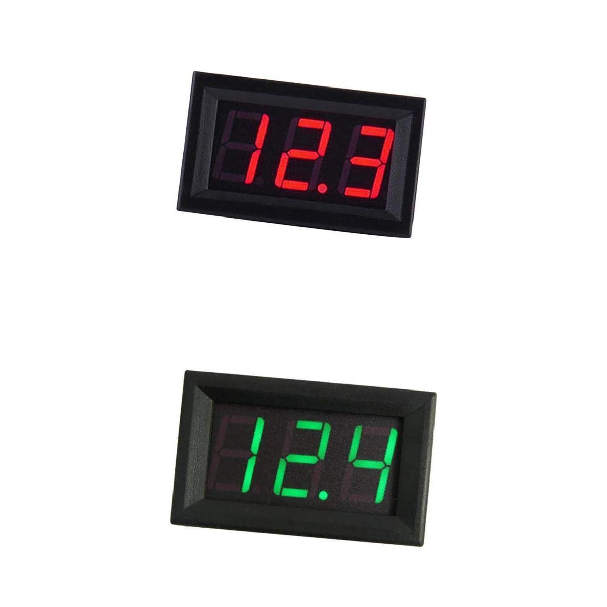 2x 3 Wire Digital Display Volt Voltage Meter Voltmeter Car Motor Green+Red-image-8