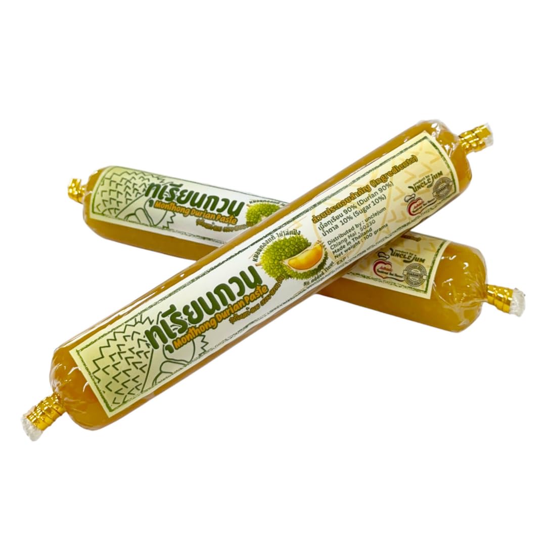 Thai Monthong Durian Paste 100g - No Flour, 100% Natural, Premium Grade, Creamy & Sweet, Ready to Eat (100Grams X 2)