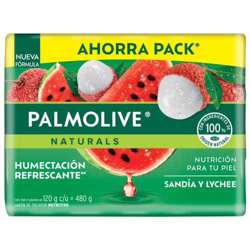 Jabones, Drugstore Palmolive Naturals Jabón corporal en barra Lychee y Sandía con Humectante Natural y Fragancia de Ingredientes Naturales, 600 g
