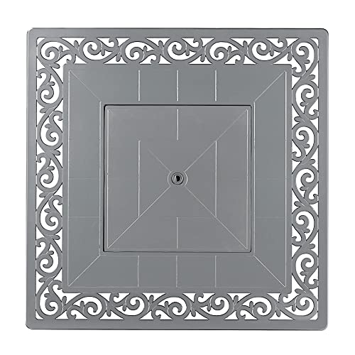 Image of Oakland Living Square 42 in. x 42 in. Aluminum Propane Fire Pit Table with Glass Beads, Two Covers, Lid, 57,000 BTUs in Grey Finish