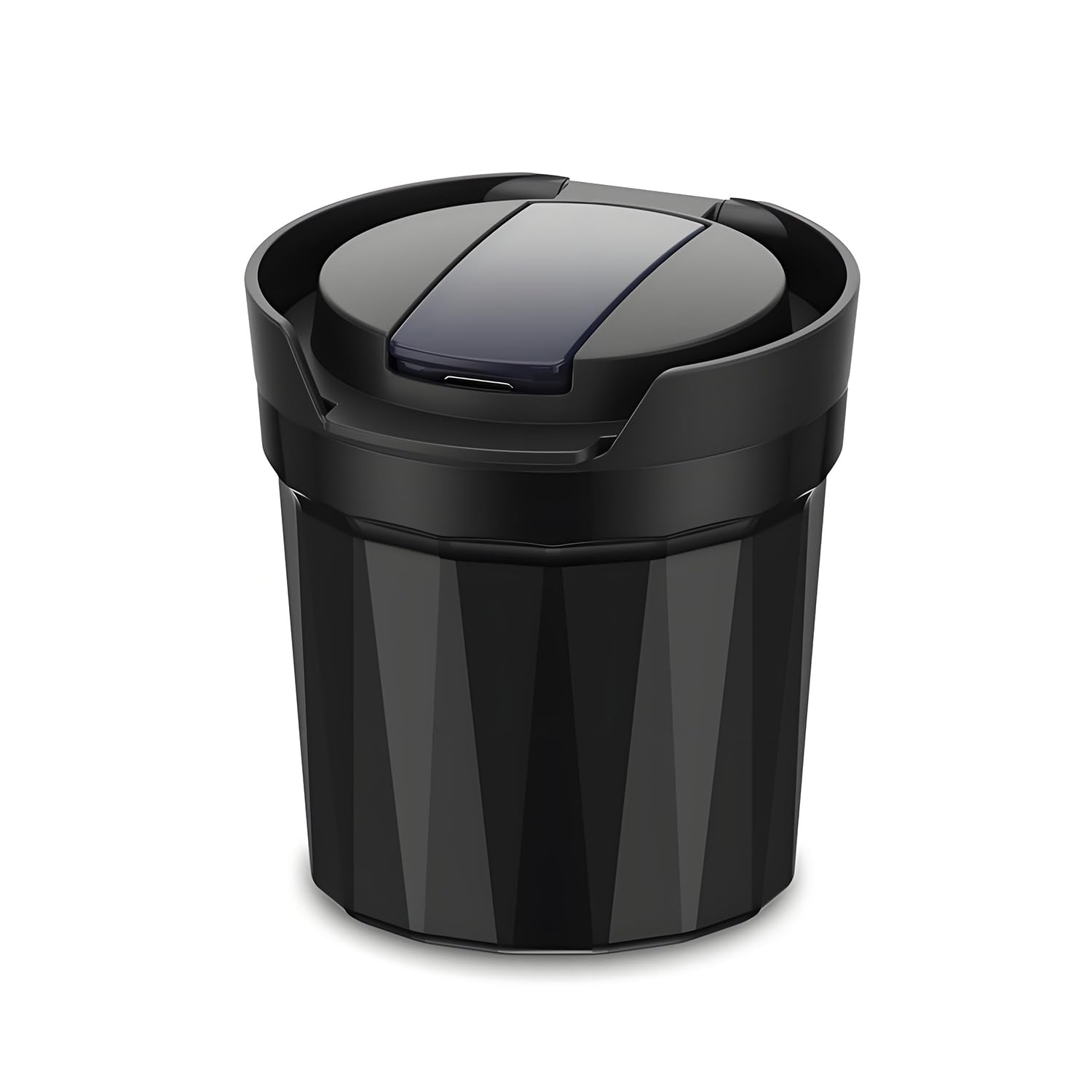 Car Ashtray Detachable Ceramics with Lid Blue Led Light with Removable Lighter USB Charging for Most Car Cup Holder (Black)