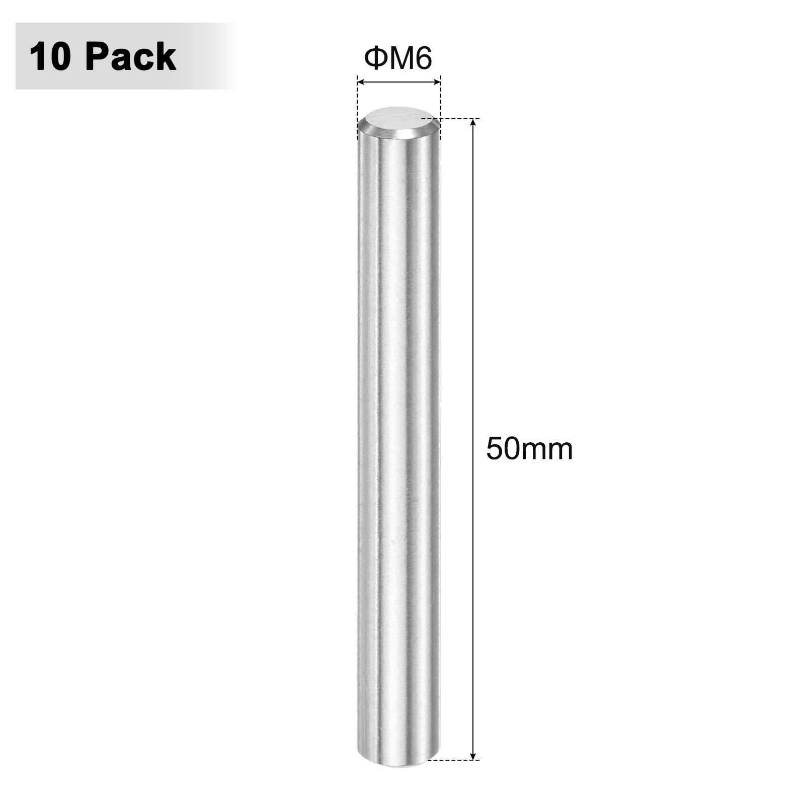 M METERXITY 10-Pack 6 x 50 mm Dowel Pin, 316 Stainless Steel Support Pin Fastener Elements for Metal Devices/Wooden Projects - Image 3