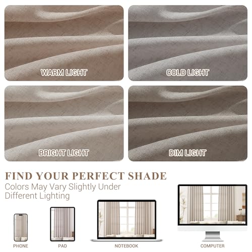 Image of Joywell Extra Long Linen Curtains 102 Inches Long for Living Room Ecru