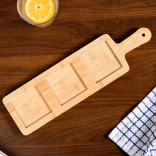 Image of Nestasia Square Glass Bowls Set of 3 (250 ml Each) with Wooden Tray | Transparent Katori for Dessert & Ice Cream, Snacks & Dry Fruits Serving Set for Dining Table, Home & Kitchen - Perfect for Gifting