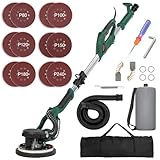 KUIMIT Trockenbauschleifer 850W, Wandschleifer mit 12 Schleifscheiben, 6 variable Geschwindigkeiten 800-1750 U/min, Elektroschleifer mit ausziehbarem Griff, LED-Licht, langem Staubschlauch