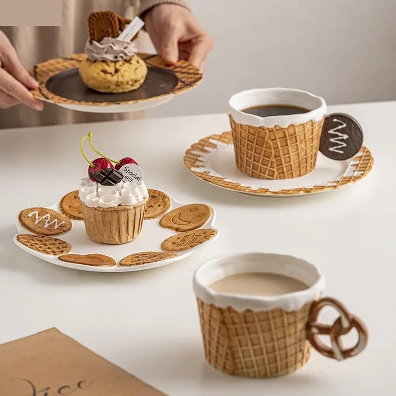 Duże ceramiczne kubki do kawy, Porcelanowy kubek do kawy, ciastek, ceramiczny, zestaw napojów 301-400 ml(Mug-a1)