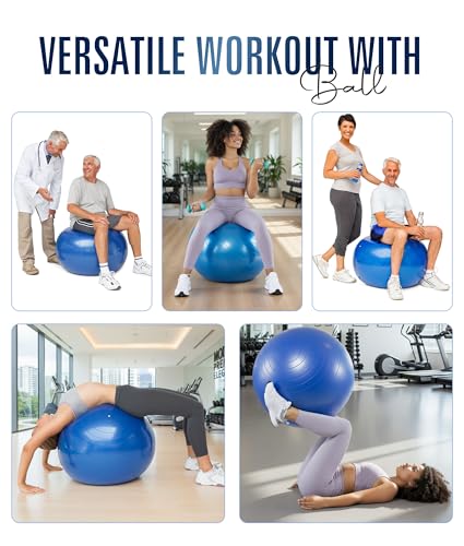 Image of ROMIX Exercise Ball, Anti-Burst Yoga and Birthing Ball with Pump, Home Use
