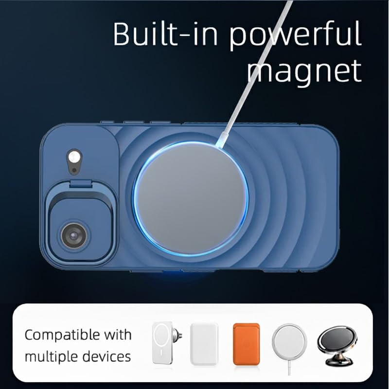 Image of LuxuryKase Shockproof Case for iPhone Air | Ripple Pattern | Camera Protection | Inner Velvet Fabric Lining | Protective Cover with Enhanced Grip & Wireless Charging Support - Blue