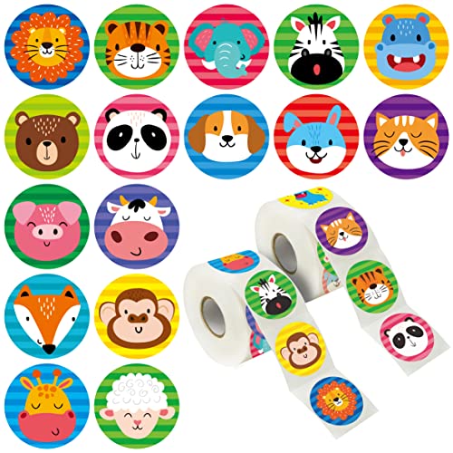 600 Stück runde Aufkleber mit Tier gesichtern, Entzückende Anreiz Geschenke für Kinder, Lehrer belohnung, Motivierend Etiketten in 16 Designs (3,8 cm Durchmesser) Cover