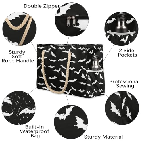 Bolso grande de playa para mujer con cremallera resistente al agua miniatura 5