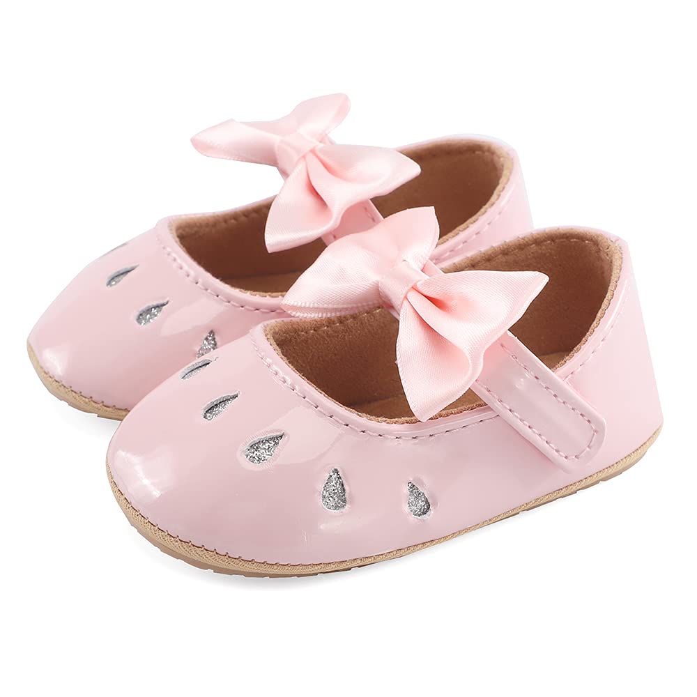 LACOFIA Baby Girls Anti-Slip First Walking Shoes Infant Bowknot Mary Jane Princess Party Shoes Prewalkers — view 13