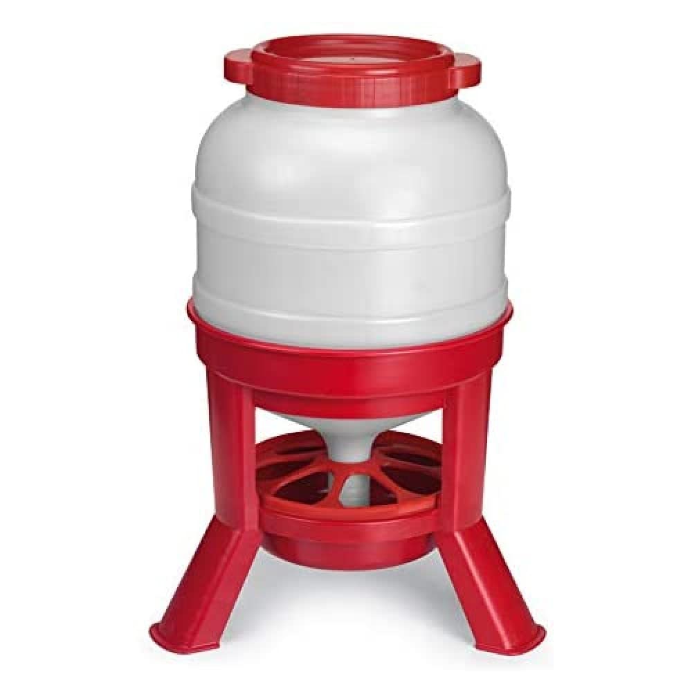 Hühner Futterspender 30 Liter – Futterautomat mit Füßen & Fressgitter – robuster Geflügelspender
