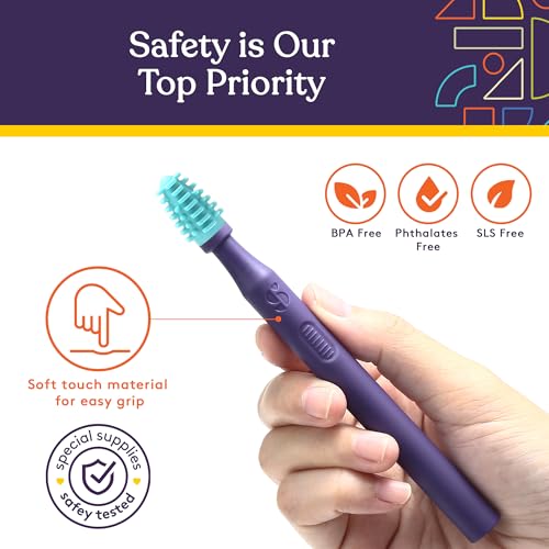 Special Supplies Sensory Mouth Brushes and Oral Stimulation Tools for Kids and Adults, Wake Up Mouth for Desensitization, Soft, Flexible, Textured Silicone (Blue)