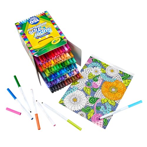 Image of Crayola Super Tips Marker Set (150ct), Teacher Classroom Must Haves, Homeschool Supplies, 2-in-1 Fine Point & Broad Line Markers for Kids, 3+ (Pack of 6)