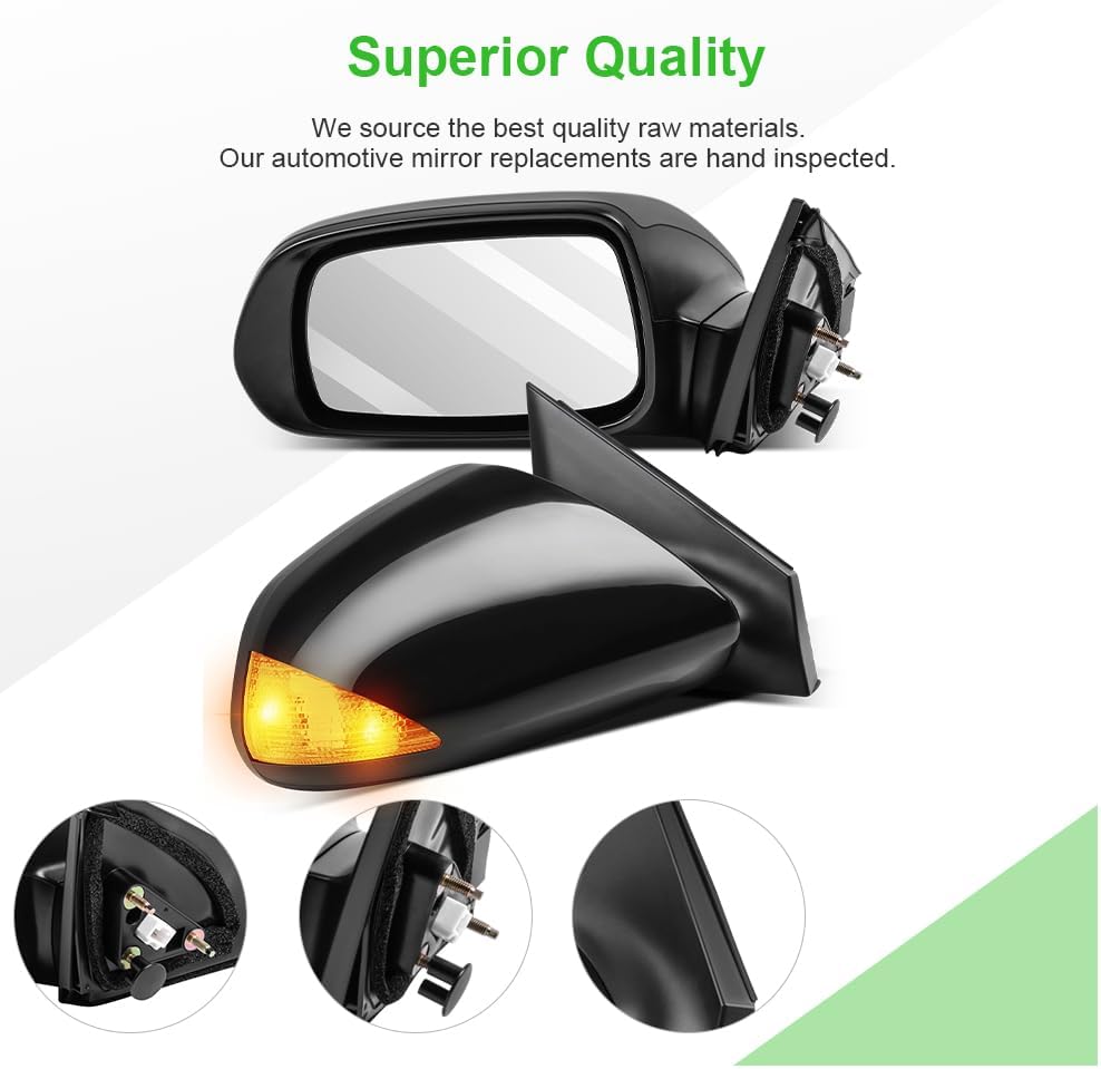 SCITOO Side View Mirrors A Pair of Mirrors Compatible with 2005-2010 forFor Scion TC Base Coupe 2-Door 2.4L SC1320102 SC1321102 Power Adjustment Non-Heated Turn Signal