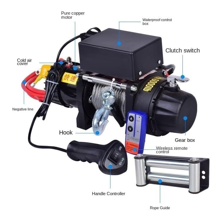 Cabrestante eléctrico portátil 12v 24v para vehículo miniatura 3