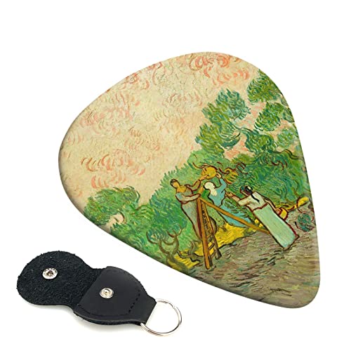 ギターピック 6枚セット 0.46mm 0.71mm 0.96mm エレキギター ベース用ピック ウクレレ ギター ABS素材 エレクトリック アコースティック 弦楽器 初心者 トライアングル ピック( ヴィンセント・ファン・ゴッホ 『オリーブ摘み 188