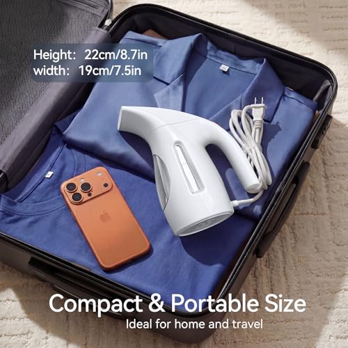 Image of HiLIFE Steamer for Clothes, Portable Handheld Design, 240ml Big Capacity, 700W, Strong Penetrating Steam, Removes Wrinkle, for Home, Office(ONLY FOR 120V) (Pearl White)