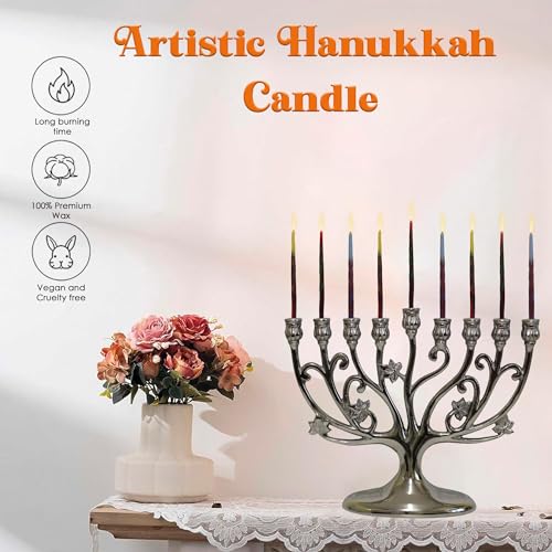 Majestic-Giftware-Multicolor-Hanukkah-Candles-CP20-45-Dripless-Handcrafted-Chanukah-Candles-for-All-8-Nights-of-Hanukkah-Manufactured-by-Safed-Candle-Company-in-Israel-BlueYellowRed