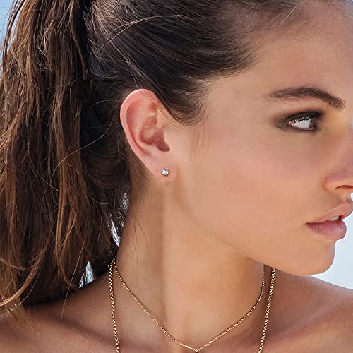 Cassieca 6 Pairs 20G Cartilage Earring Stud For Women Men 316L Surgical Steel Flat Back Earrings Set, 4Mm Round Cz Barbell Stud Earrings For Cartilage Tragus Helix Piercing Jewelry #TOP4