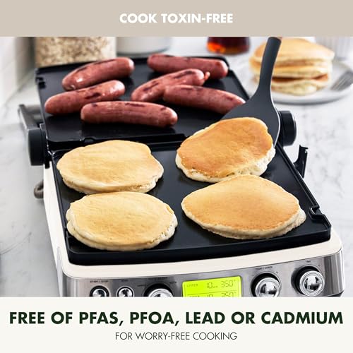 GreenPan Elite 7-in-1 Multi-Function Contact Grill & Griddle, Healthy Ceramic Nonstick, Grill & Waffle Plates, Adjustable Shade & Shear, Closed Press/Open Flat Surface, PFAS-Free, Cream White