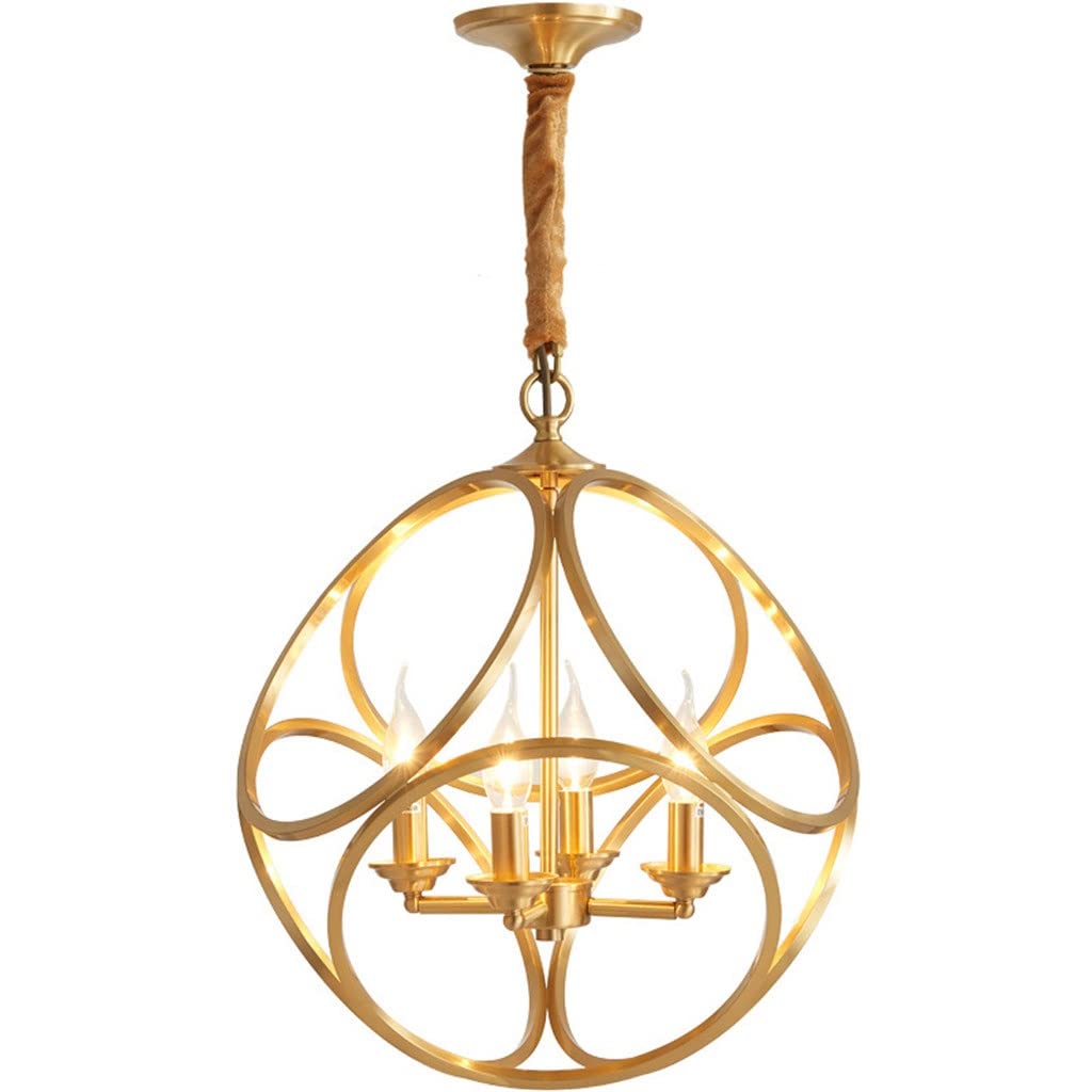 Lustre globe suspension bougie dorée pour maison et balcon