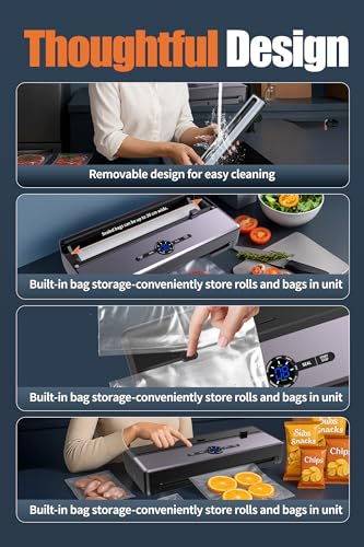 Image of Vacuum Sealer Machine for Food with 10PCS &1 Roll Reusable Vacuum Bags | One-Touch Automatic | Seal in 10-20 Seconds | Dry, Moist, Wet, and Cold Modes Portable Food Sealer