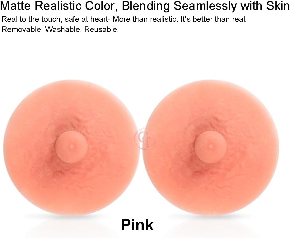 1 Pair Diameter 6cm Reusable Attachable Self Adhesive Silicone Nipple Realistic Adhesive Silicone Nipple Cover image 2