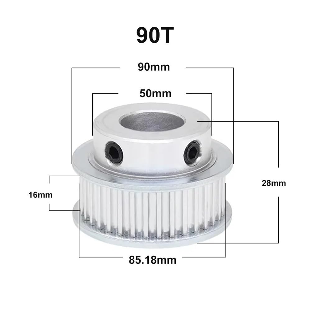 Polea de distribución 80-150T, rueda síncrona de aleación de aluminio, diámetro interior de 8-30mm | 12mm-keyway 4x1.8mm,120 Teeth,16mm (for belt 15mm)