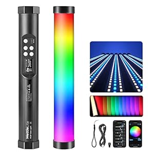 Mettlelite TLX1 RGB Tube Light LED Full Color Portable Video Light with APP Control 2800K-8000K CRI96 TLCI97 360° RGB CCT HSI Mode 10 Customizable Light Effects Rechargeable Battery Magnet Design