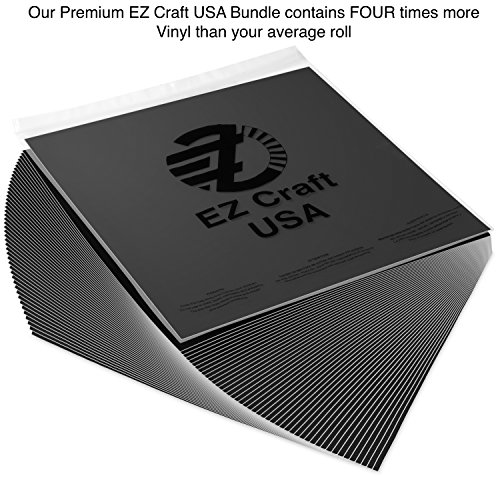 Ez Craft Usa Permanent Matte Black Vinyl Sheets Better Than Vinyl Rolls 12" X 12" - 40 Matte Adhesive Backed Sheets Work With Cricut And Other Cutters #TOP3