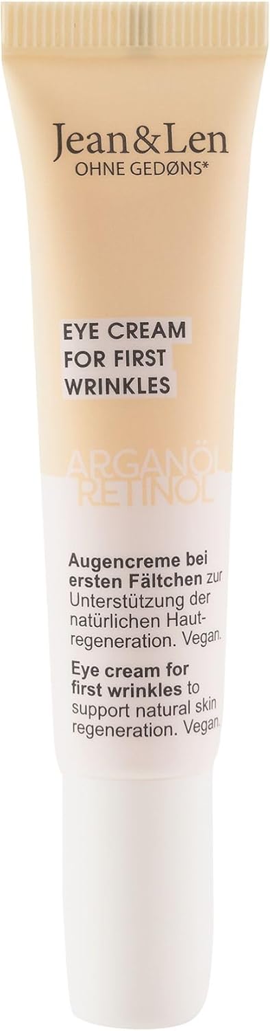 Jean & Len Regenererende Oogcrème Arganolie & Retinol, beschermt tegen de eerste tekenen van veroudering, versterkt de gevoelige huid rond de ogen, zonder parabenen & siliconen, veganistisch, 15 ml