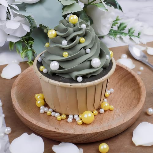 Image of ST Patricks Day Sprinkles for Cake Decorating, 7.8oz Pearl Sprinkles 4 Colors Mix Spring Green Yellow White Pearls for Cake Cupcake Cookie Baking Donuts Ice Cream Toppings