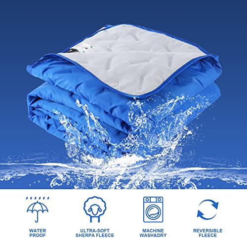 Hooded Outdoor Blanket, Extra Large (82 \"x 55\") Waterproof Camping Blanket, Quilted, Thick Fleece, Warm, Windproof, Sand Proof, Portable and Wear-Resistant, Perfect for Stadium,Blue Picnic, Camping
