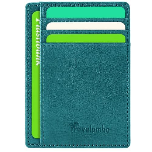 Image of Travelambo Slim Wallet Front Pocket Minimalist Leather RFID Blocking Medium Size