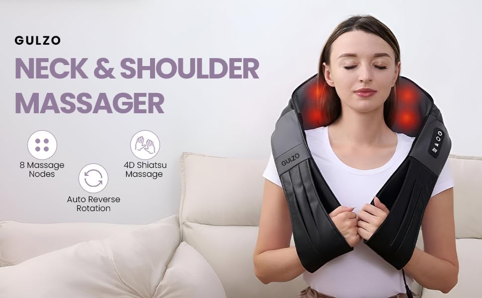 4D Shiatsu Neck and Shoulder Massager with Heat, Deep Tissue Back and Neck Massager for Pain Relief, Eco-Friendly Portable Massage Pillow for Home Office Car, Relaxing Gift for Men and Women - Image 8