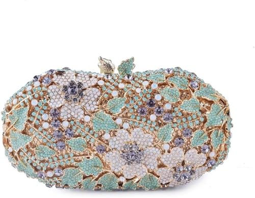 TiLeze Celebrity Green Protein Diamond Set with Hand Full of Dinner Bag Party Dress Bag