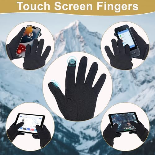 Winter Touchscreen Gloves for Men and Women, Lightweight Windproof Polyester with Fleece Lining, Waterproof Thermal Gloves for Running, Cycling, Hiking,Outdoor Sports - Image 3