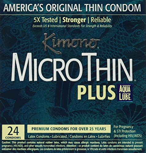 Kimono Latex Micro Thin Condoms, Ultra Lubricated, 24-Count Boxes (Pack of 2)