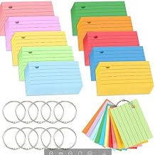 1000 Pcs Index Cards 2.91 x 2.01 Inch Color Flash Cards with Rings, Heavy Note Cards, Punched Ruled Index Cards for Studying, Office and Home, 10 Colors