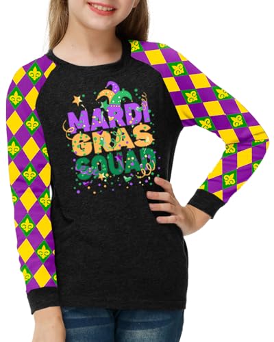 Image of Remimi Girls Thanksgiving Shirts Buffalo Plaid Raglan Tee Cute Turkey Holiday Party Long Sleeve Tshirt 5-14 Years