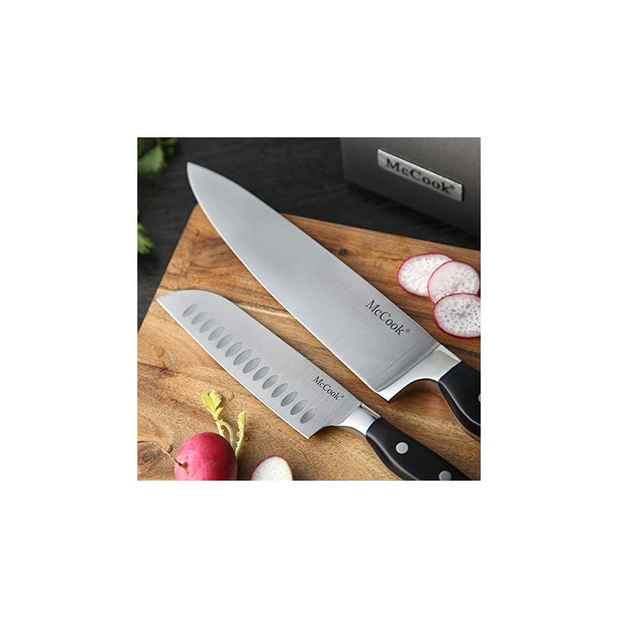 McCook-MC25A-Knife-Sets15-Pieces-German-Stainless-Steel-Kitchen-Knife-Block-Set-with-Built-in-Sharpener McCook® Knife Sets,German Stainless Steel Kitchen Knife Block Set with Built-in Sharpener