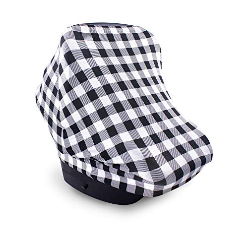 Image of Hudson Baby Unisex Baby Multi-use Car Seat Canopy, Black Plaid, One Size