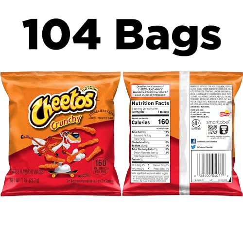 Cheetos Cheese Flavored Snacks, Crunchy, 1 Ounce (Pack of 104) - Thumbnail 2