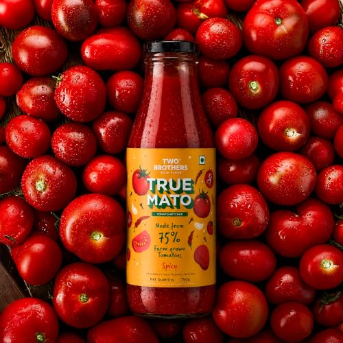 Image of Two Brothers Truemato Ketchup - Spicy Tomato Ketchup 1 KG | Naturally Made with 75% Fresh Tomatoes | No Refined Sugar | Upgraded